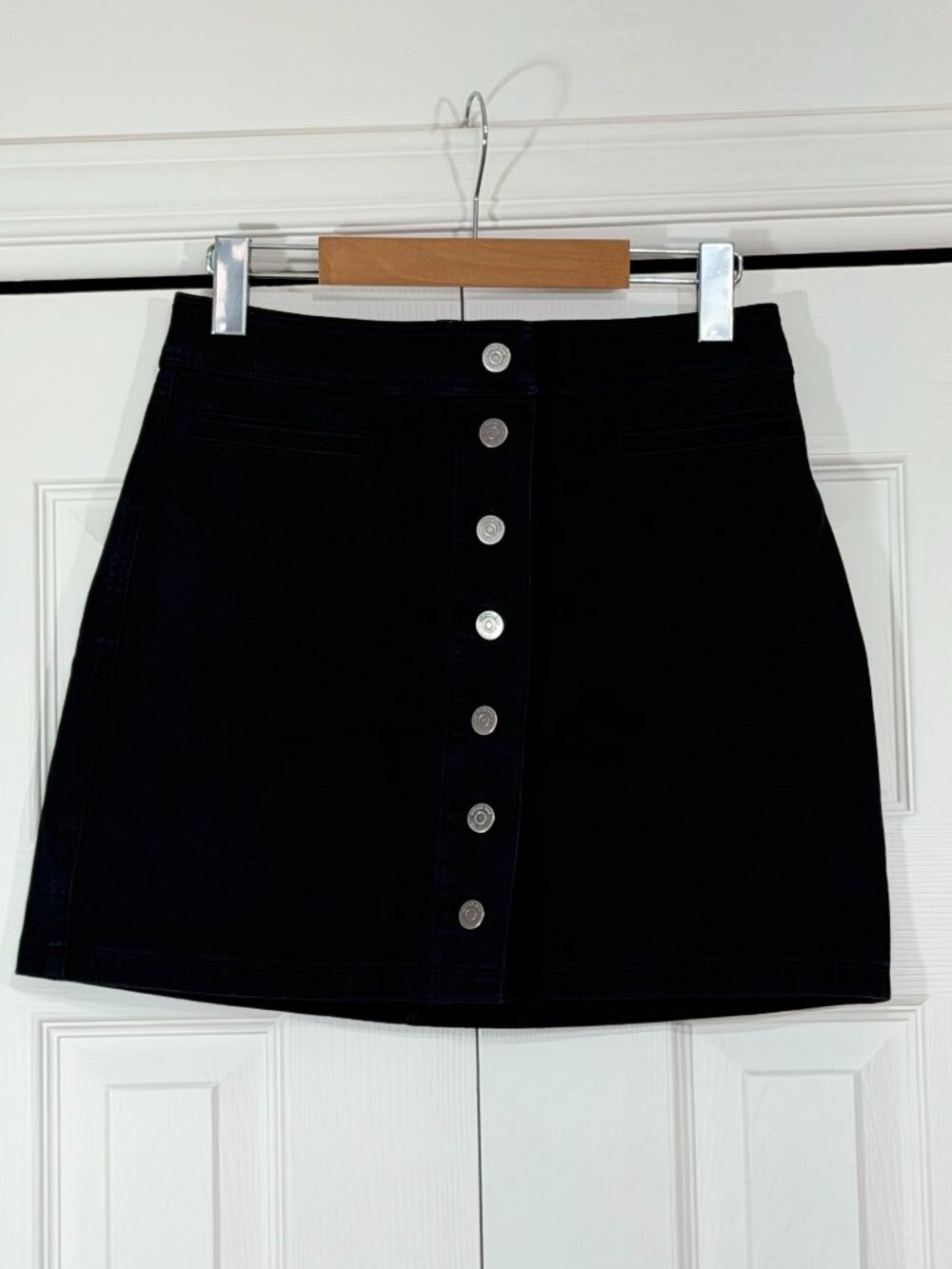 Wilfred Free (Aritzia) Button-Up Black Denim Skirt